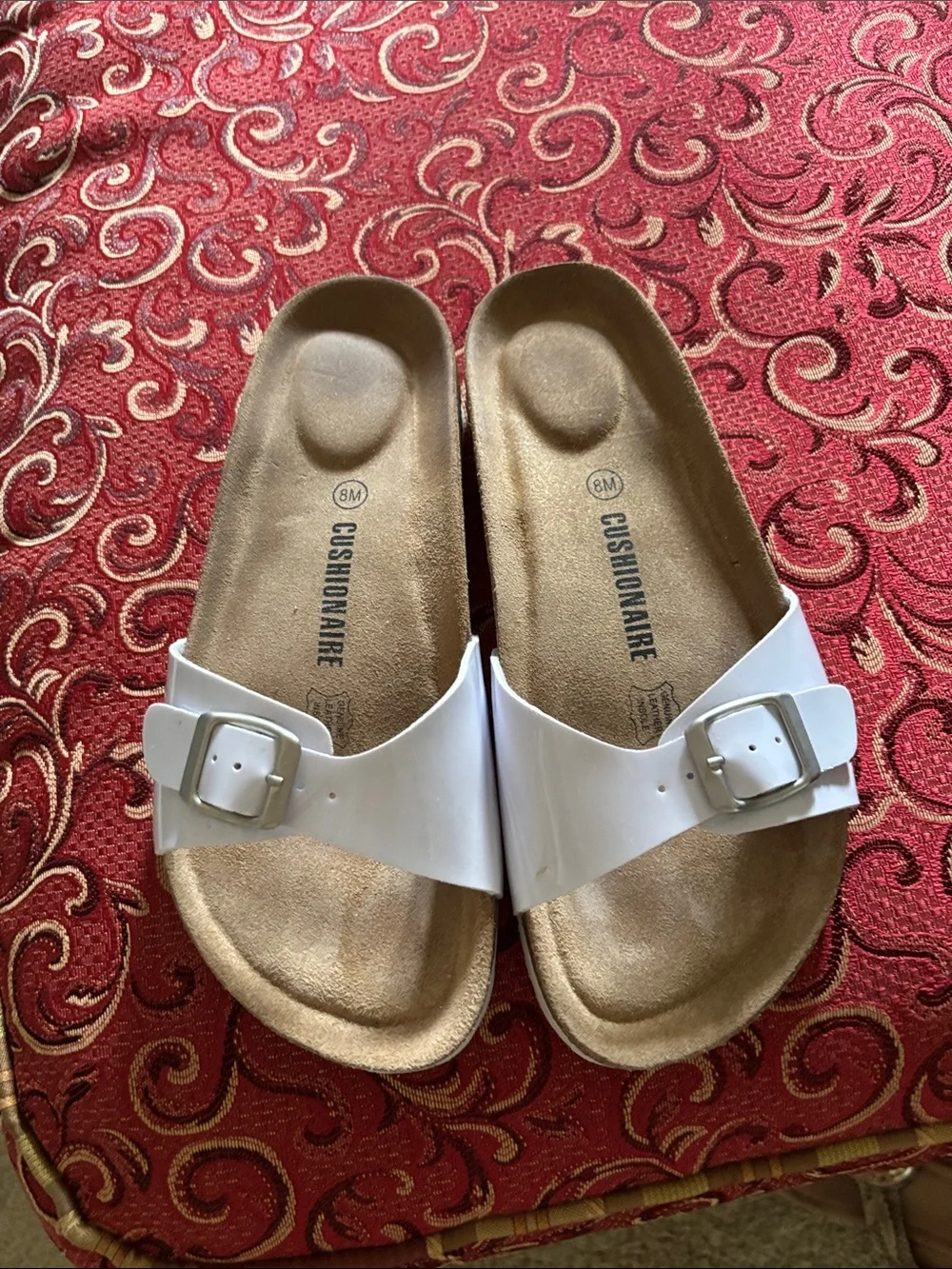 White Patent Slide Sandals